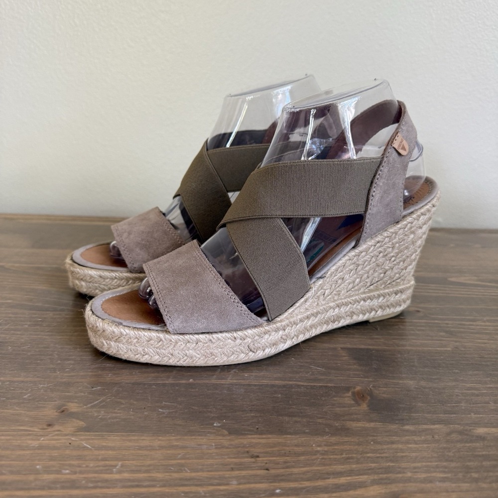 Verbenas Womens 39/8.5 Tan Suede Leather Espadrille Wedge Sandals Straps